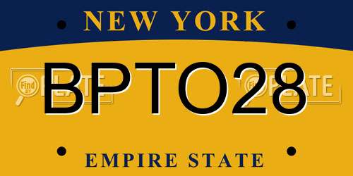 BPTO28 New York License Plate