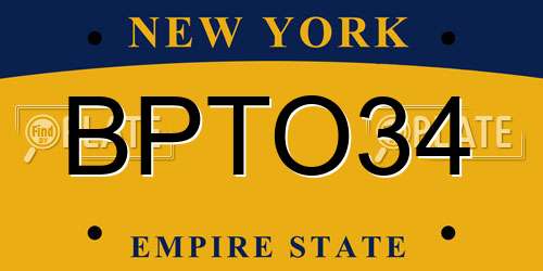 BPTO34 New York License Plate