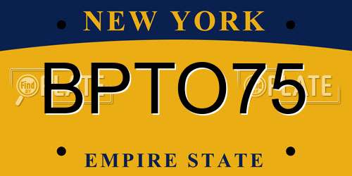 BPTO75 New York License Plate