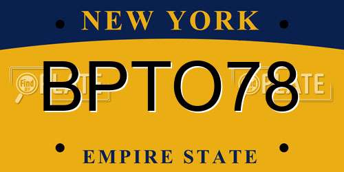 BPTO78 New York License Plate