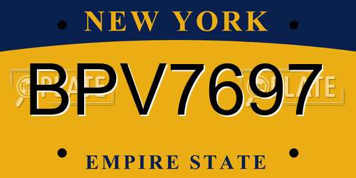 BPV7697 New York License Plate