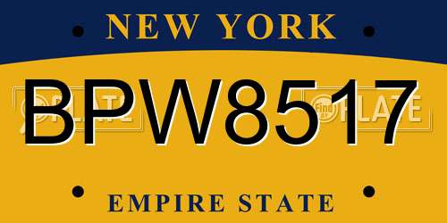 BPW8517 New York License Plate