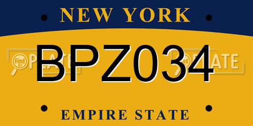 BPZ034 New York License Plate