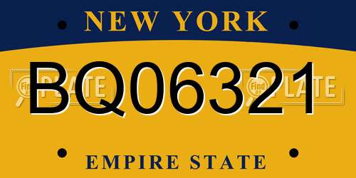 BQ06321 New York License Plate
