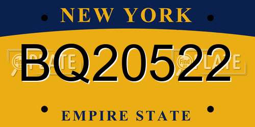 BQ20522 New York License Plate