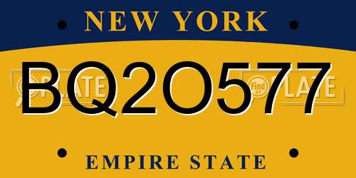 BQ2O577 New York License Plate
