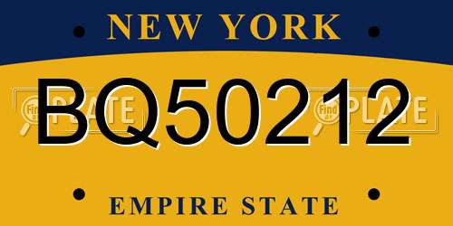 BQ50212 New York License Plate