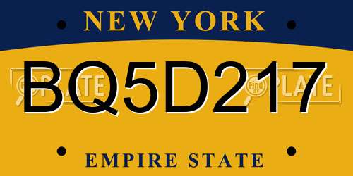 BQ5D217 New York License Plate