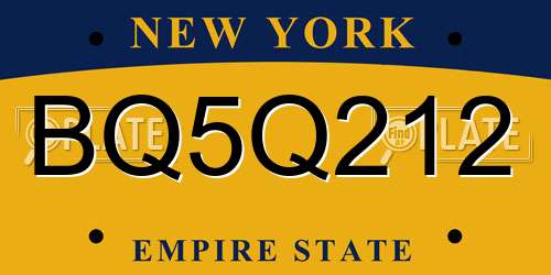BQ5Q212 New York License Plate