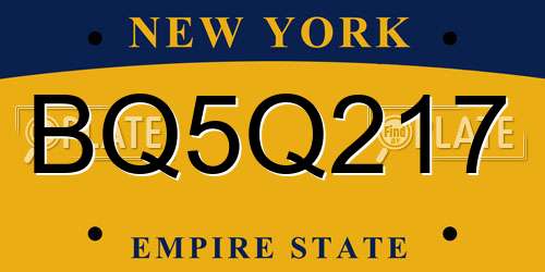 BQ5Q217 New York License Plate