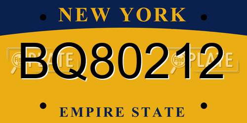 BQ80212 New York License Plate