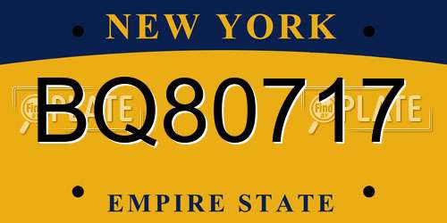 BQ80717 New York License Plate