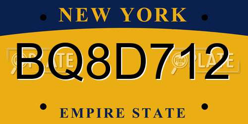 BQ8D712 New York License Plate