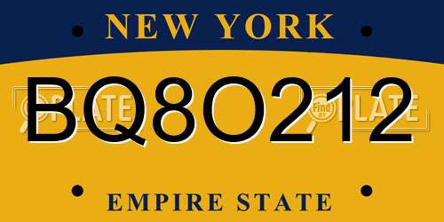 BQ8O212 New York License Plate