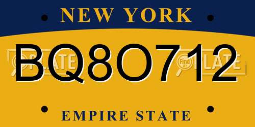BQ8O712 New York License Plate