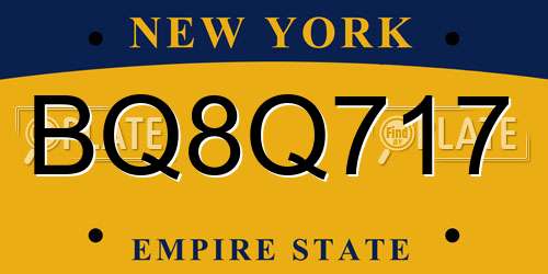 BQ8Q717 New York License Plate