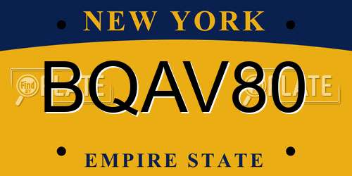 BQAV80 New York License Plate