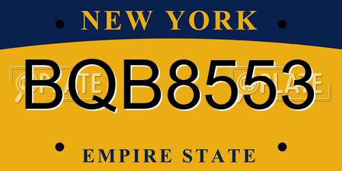 BQB8553 New York License Plate