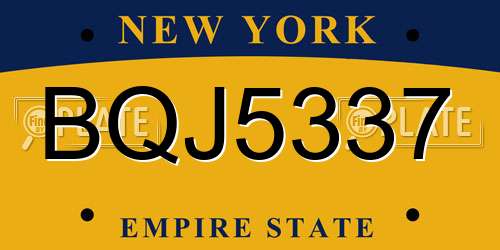 BQJ5337 New York License Plate