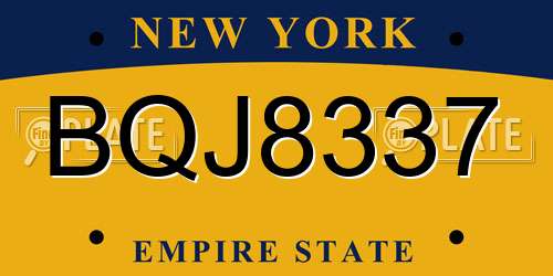 BQJ8337 New York License Plate