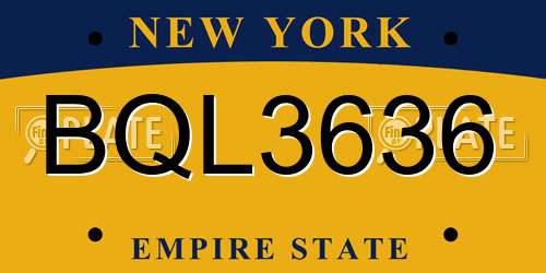BQL3636 New York License Plate