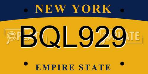BQL929 New York License Plate