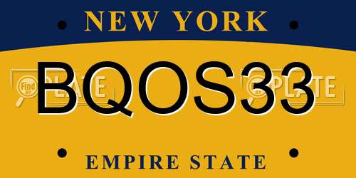 BQOS33 New York License Plate