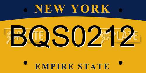 BQS0212 New York License Plate