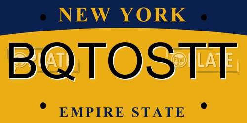 BQTOSTT New York License Plate