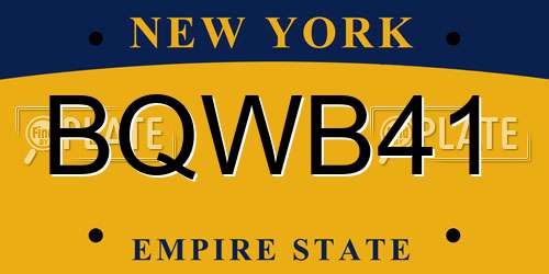 BQWB41 New York License Plate