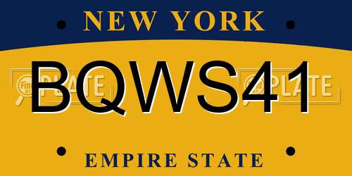BQWS41 New York License Plate