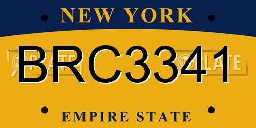 BRC3341 New York License Plate