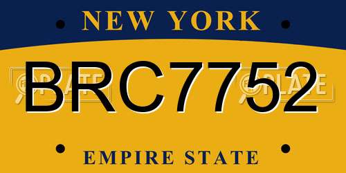 BRC7752 New York License Plate