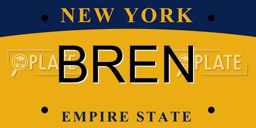 BREN New York License Plate