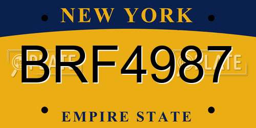 BRF4987 New York License Plate
