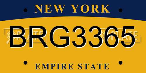 BRG3365 New York License Plate