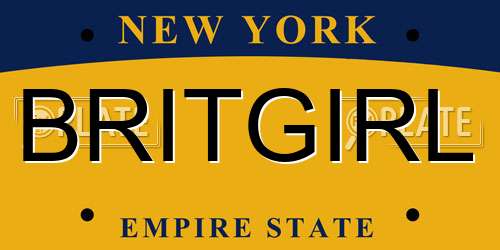 BRITGIRL New York License Plate