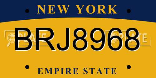 BRJ8968 New York License Plate
