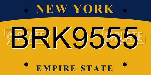 BRK9555 New York License Plate