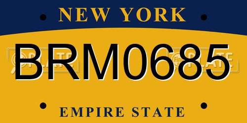 BRM0685 New York License Plate