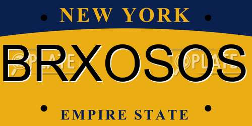 BRXOSOS New York License Plate
