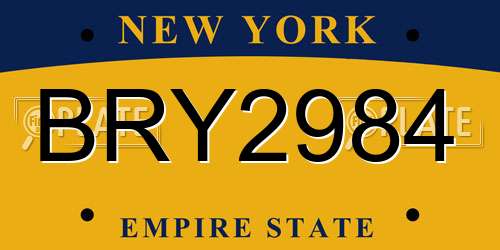 BRY2984 New York License Plate