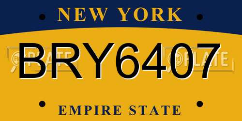 BRY6407 New York License Plate