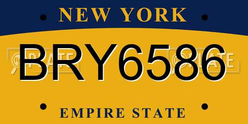 BRY6586 New York License Plate