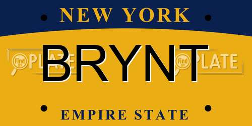 BRYNT New York License Plate