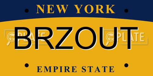 BRZOUT New York License Plate