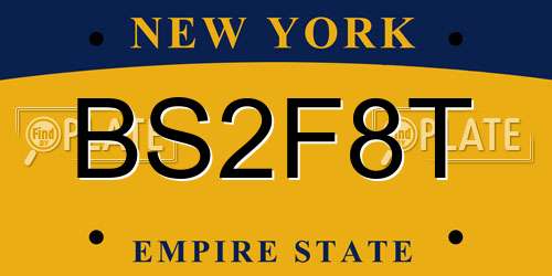BS2F8T New York License Plate