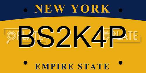BS2K4P New York License Plate