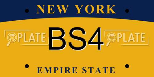 BS4 New York License Plate
