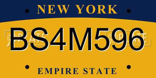 BS4M596 New York License Plate